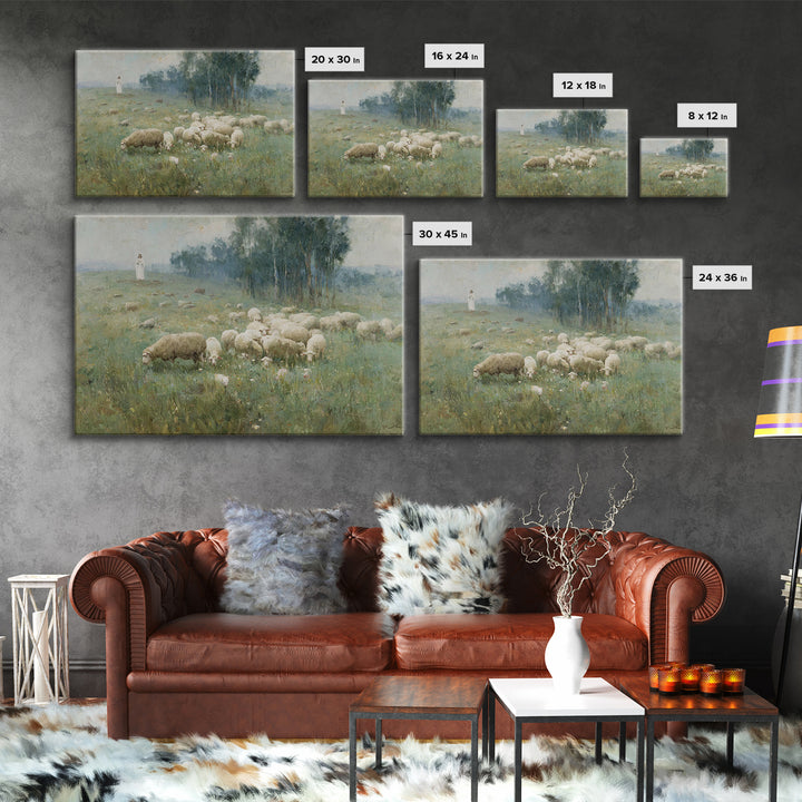 Hillside Shepherd Calm | Framed Canvas Print | Christian Art Print | Christian Wall Art | Jesus Painting | Vintage Christian Art | Christia