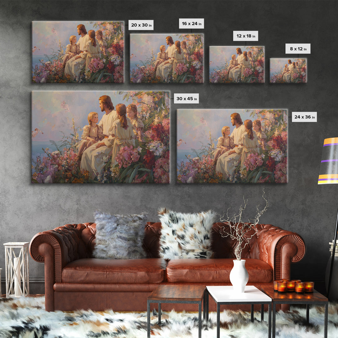 Blooming Grace Harmony | Framed Canvas Print | Christian Art Canvas | Christian Wall Art | Jesus Painting | Christian Art | Modern Christia
