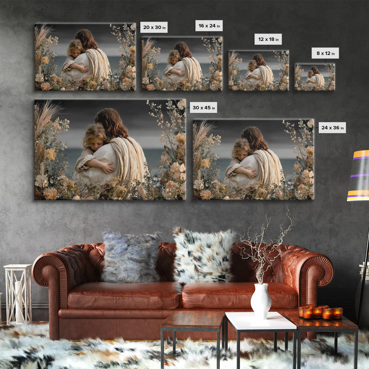 Embrace Of Peace | Framed Canvas Print | Jesus Painting | Christian Wall Art | Christian Art Canvas | Subtle Christian Art | Christian Deco