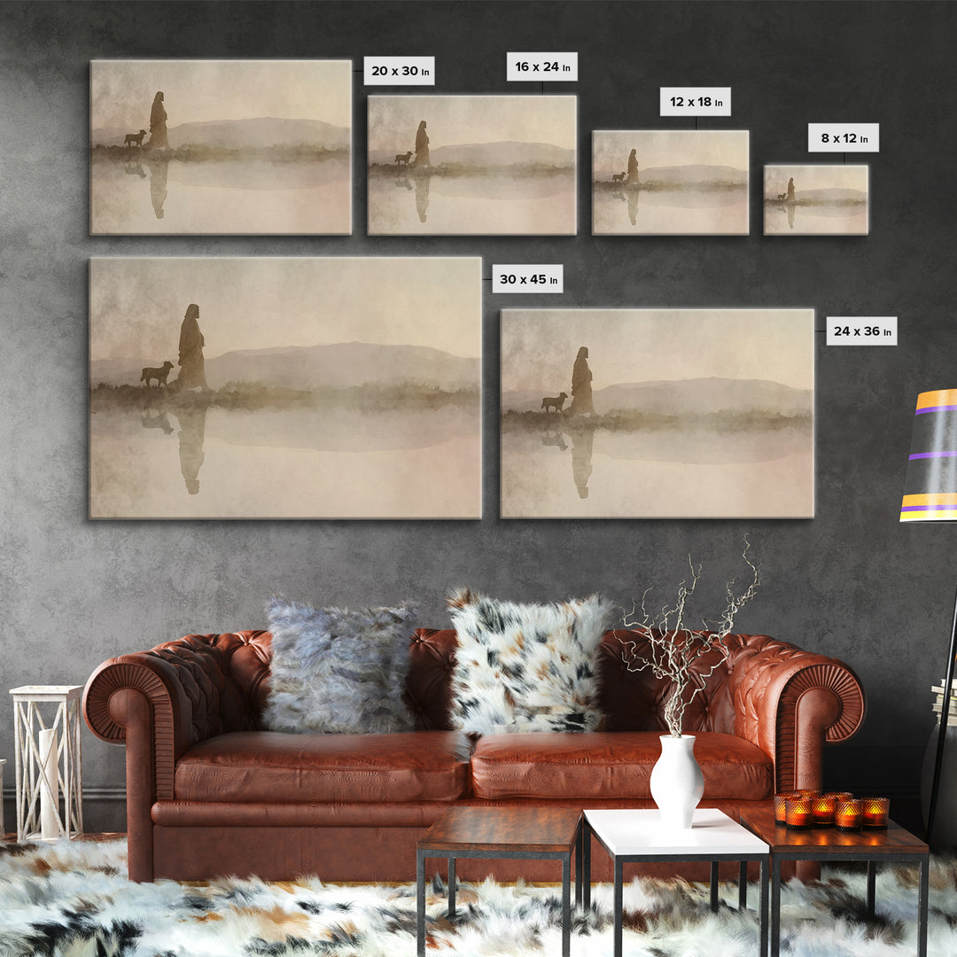 Dawnlight Promise – Framed Canvas Print – Christian Art Painting – Jesus Canvas Art – Christian Decor For Home – Subtle Christian Art – Chr
