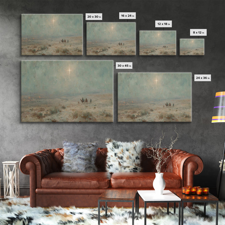 Star Of Bethlehem | Framed Canvas Print | Christmas Art | Christian Wall Art | Christian Art Canvas | Vintage Christian Art | Christian Chr