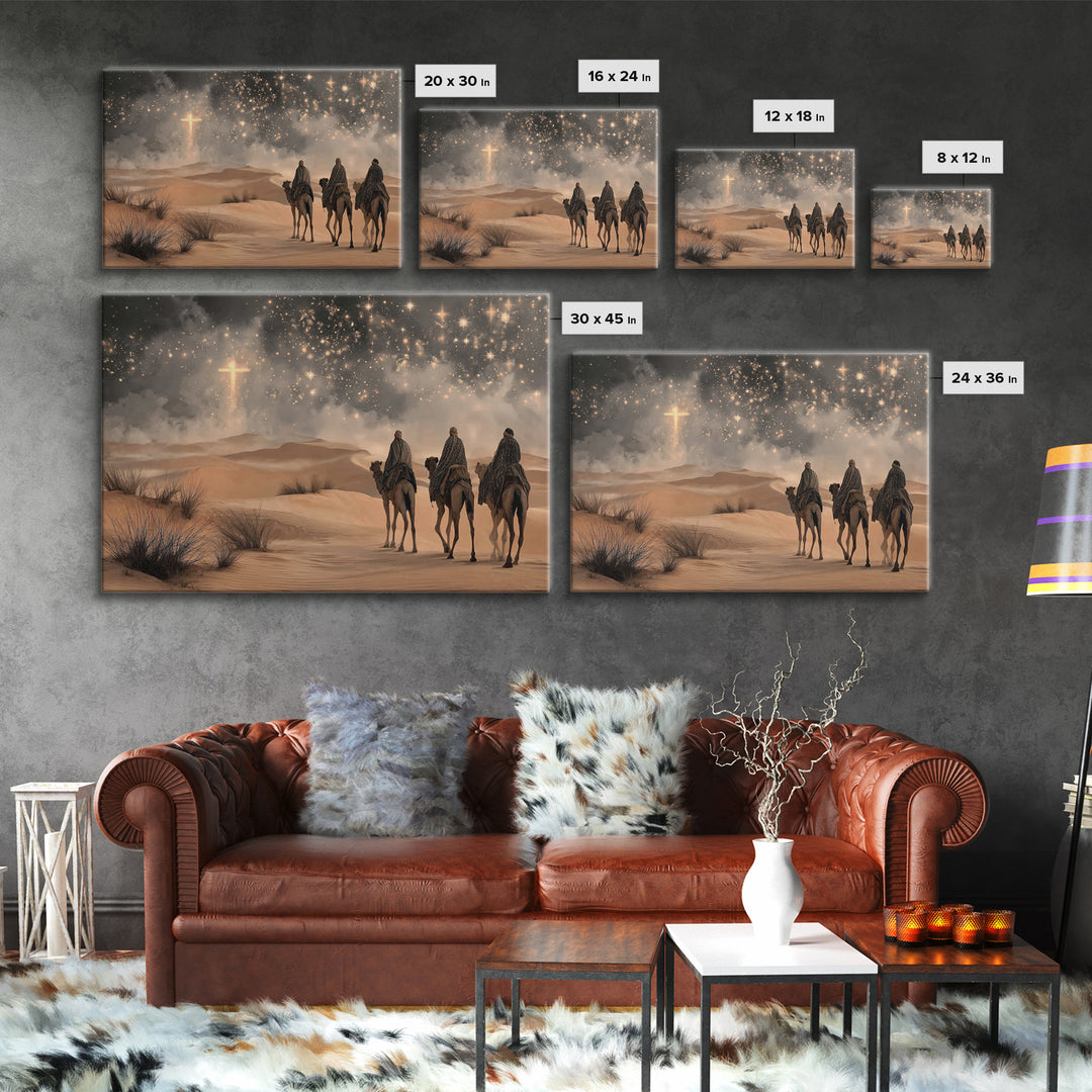 Radiant Desert Star – Framed Canvas Print – Christian Christmas Art – Christian Wall Art – Christmas Art Prints – Christian Art Canvas – La