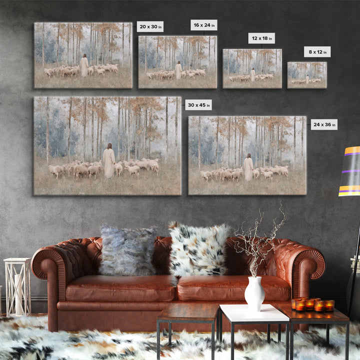 Autumn Sheep Path – Framed Canvas Print – Christian Art Canvas – Subtle Christian Art – Christian Paintings – Christian Wall Art – Christia