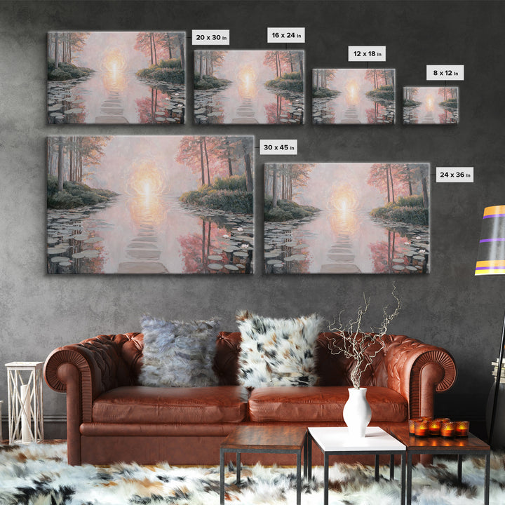 Path Of Heavenly Light – Framed Canvas Print – Christian Art Canvas – Christian Wall Art – Large Christian Art – Modern Christian Painting
