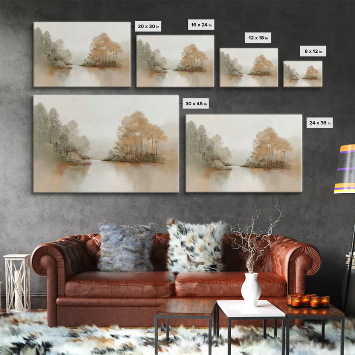 Autumn River Peace, Framed Canvas Print, Christian Wall Art, Christian Art Canvas, Minimalist Christian Art, Christian Art Print, Modern Ch