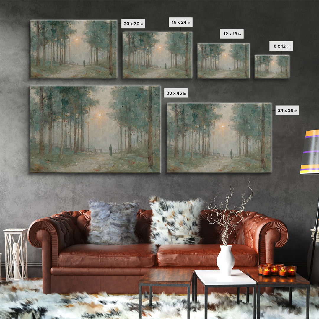 Forest Dawn Promise – Framed Canvas Print – Christian Art Painting – Christian Wall Art – Christian Art Canvas – Subtle Christian Paintings