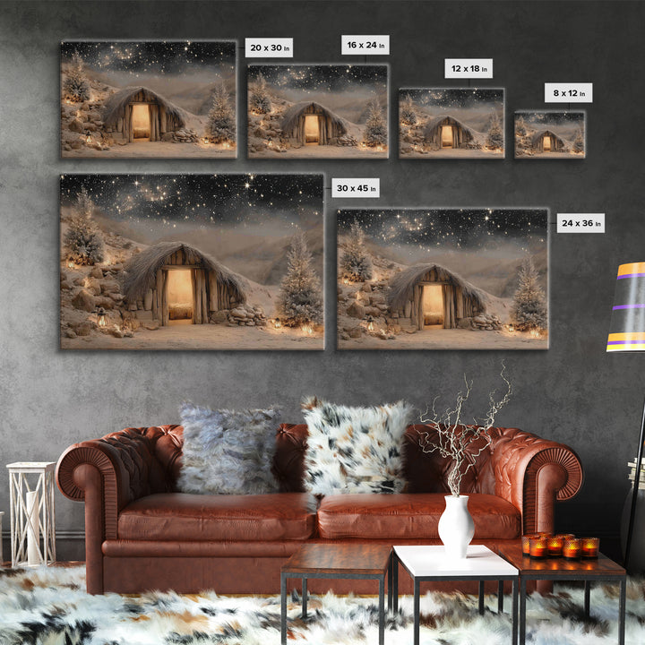 Starry Stable Wonder – Framed Canvas Print – Christian Christmas Art – Christmas Canvas Wall Art – Christian Decor – Christian Art Canvas –