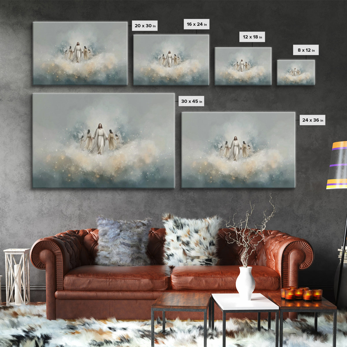 Heavenly Gathering – Framed Canvas Print – Christian Art Canvas – Jesus Painting – Christian Wall Art – Modern Christian Art – Christian Pa