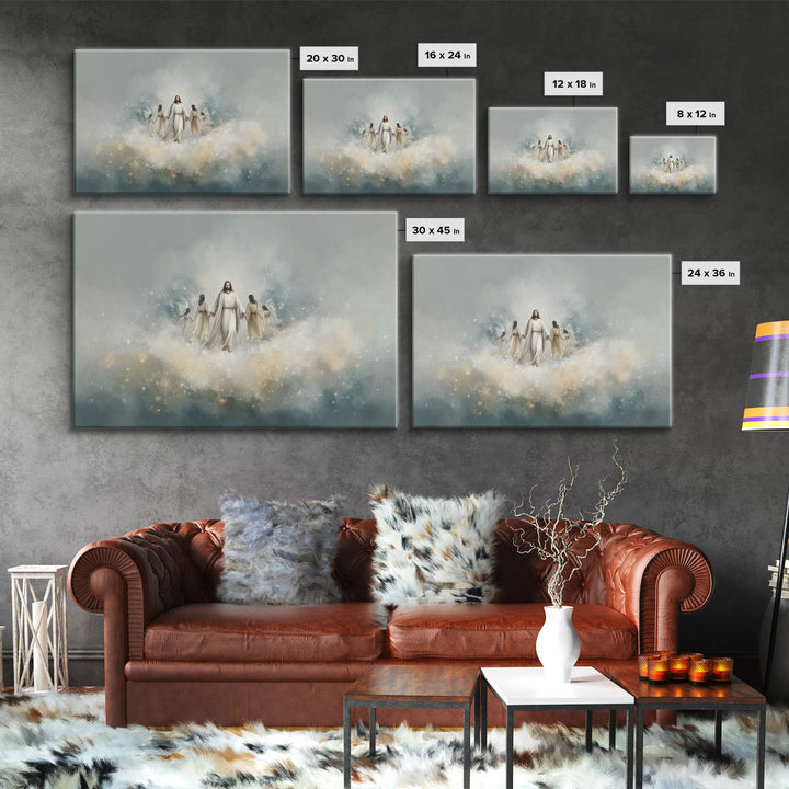 Heavenly Gathering – Framed Canvas Print – Christian Art Canvas – Jesus Painting – Christian Wall Art – Modern Christian Art – Christian Pa