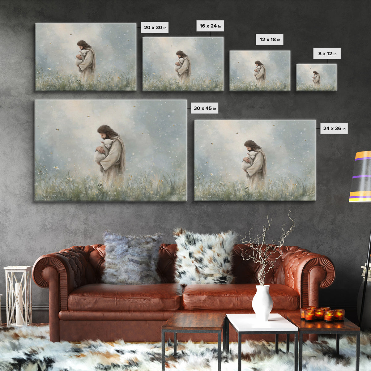 Gentle Shepherd Love – Framed Canvas Print – Jesus Painting – Christian Art Canvas – Christian Wall Art – Christian Gift Ideas – Christian