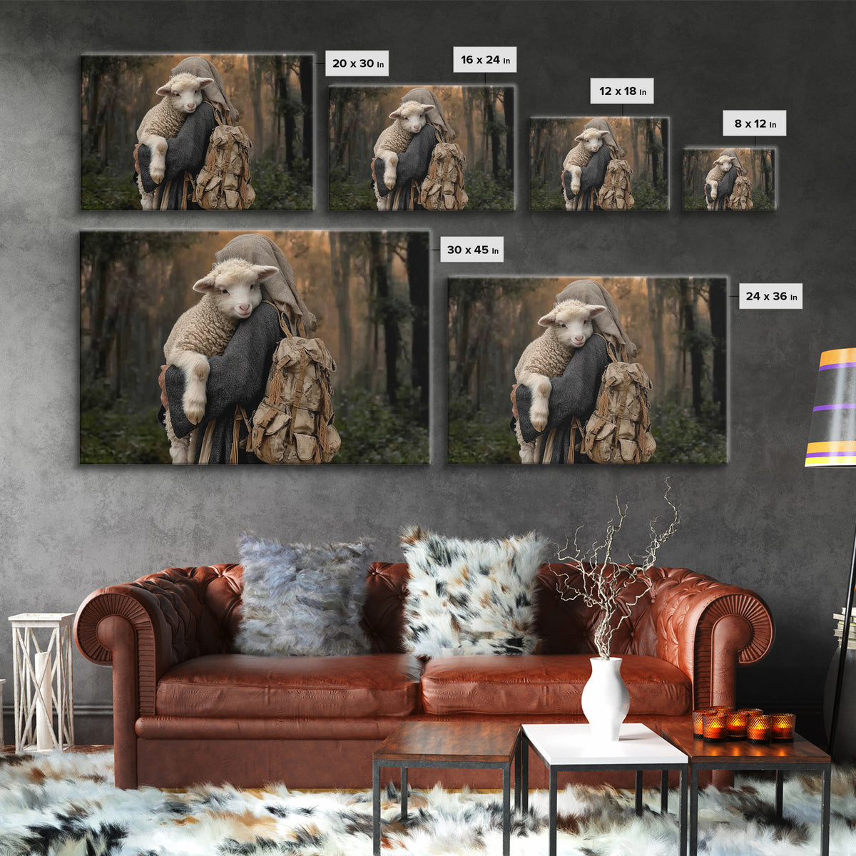Faithful Shepherd Path – Framed Canvas Print – Christian Art Canvas – Christian Wall Art – Christian Decor – Jesus Painting – Rustic Christ