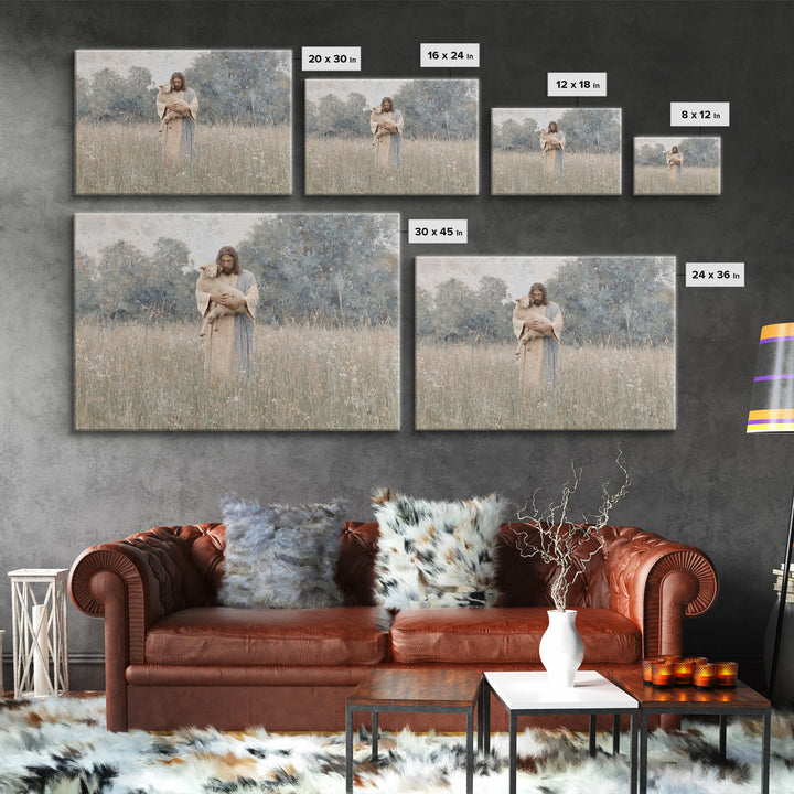 Fieldside Compassion – Framed Canvas Print – Christian Art Canvas – Jesus Painting – Christian Wall Art – Christian Gift Ideas – Modern Chr