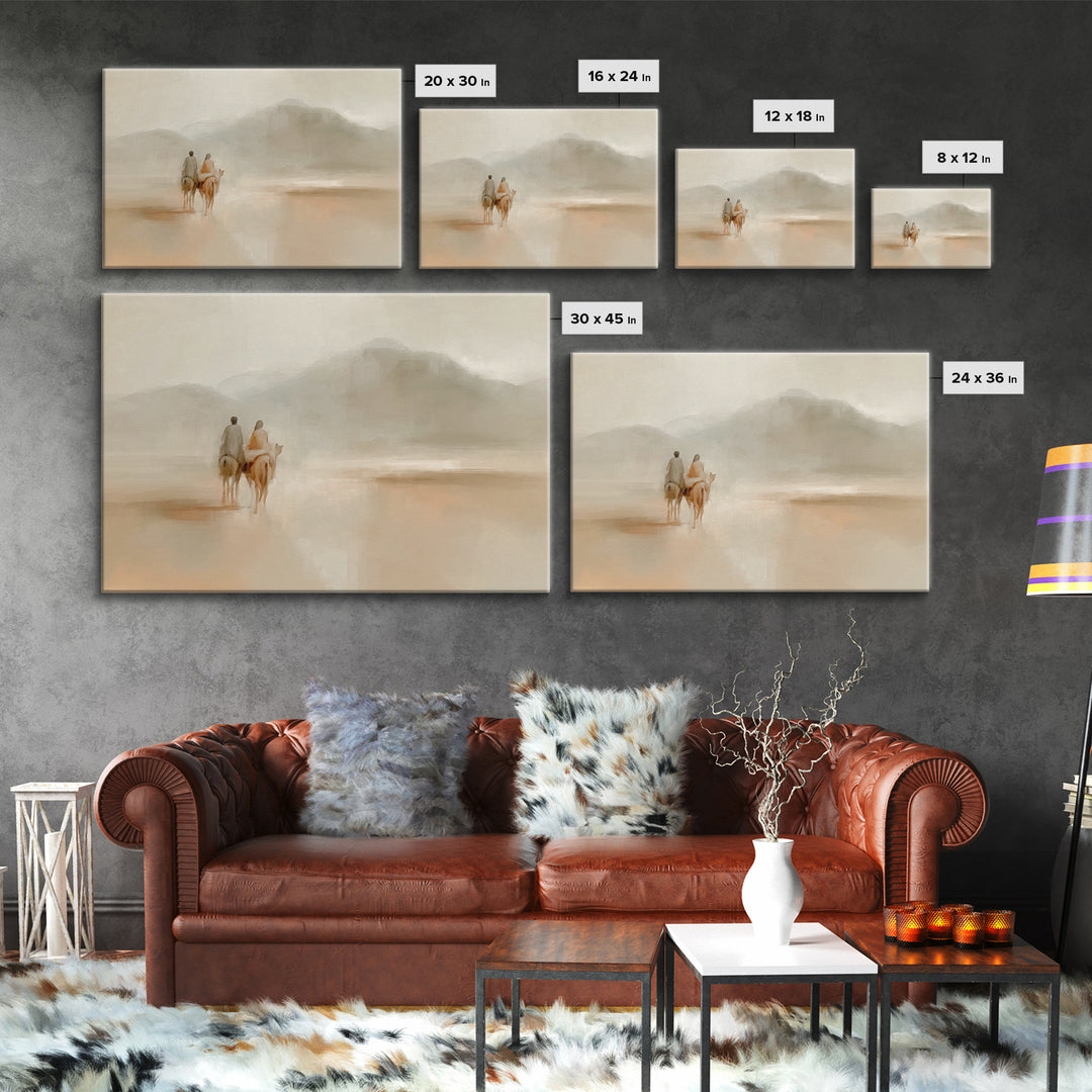 Quiet Desert Walk – Framed Canvas Print – Minimalist Christian Art – Christian Wall Art – Subtle Christian Paintings – Christian Art Canvas