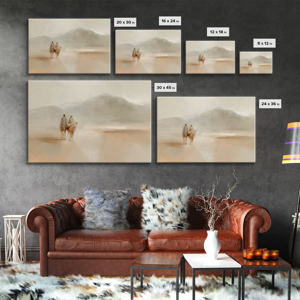 Quiet Desert Walk – Framed Canvas Print – Minimalist Christian Art – Christian Wall Art – Subtle Christian Paintings – Christian Art Canvas