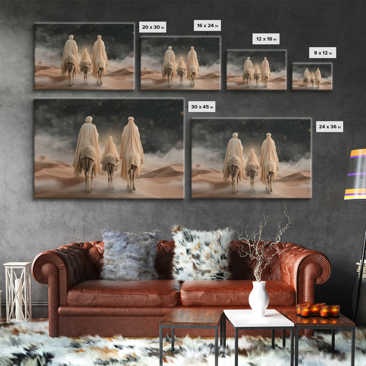 Desert Pilgrims – Framed Canvas Print – Christian Wall Art – Christian Art Canvas – Christian Christmas Art – Jesus Painting