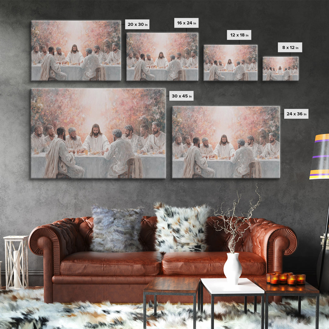 Heavenly Supper - Framed Canvas Print - Christian Art Canvas - Christian Wall Art - Modern Jesus Art - Christian Christmas Art - Christian