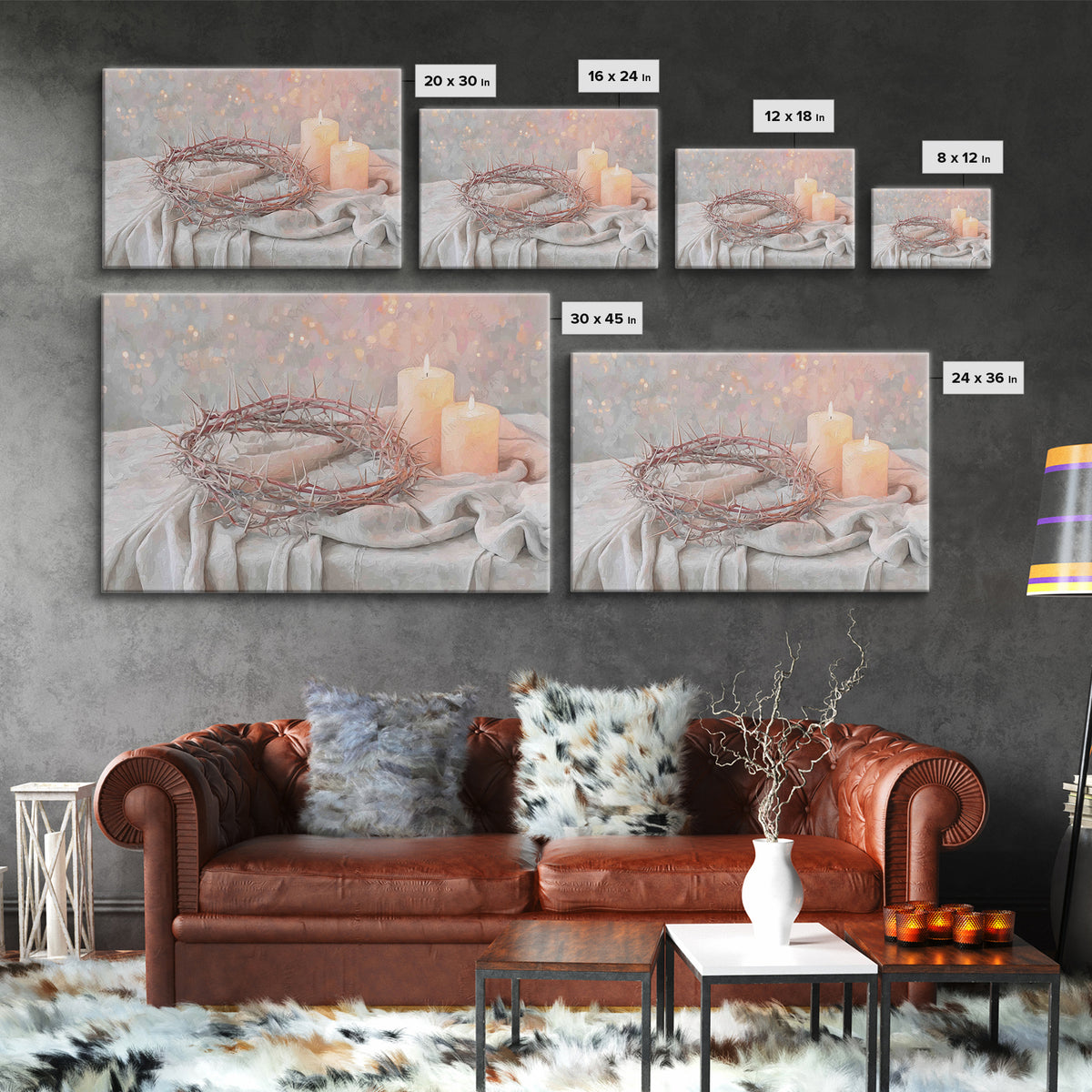 Crown Of Thorns Reverence, Framed Canvas Print, Christian Wall Art, Christian Art Canvas, Christian Art Gift, Christian Painting, Christian