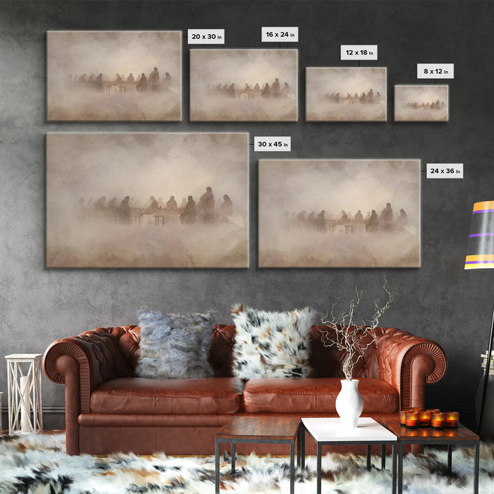 Mystic Supper Cloud – Framed Canvas Print – Christian Art Work – Jesus Painting – Christian Wall Art – Subtle Christian Paintings – Christm
