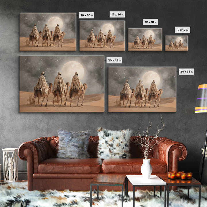 Moonlit Journey – Framed Canvas Print – Christian Art Canvas – Christmas Art – Christian Art Work – Christian Christmas Art – Christian Pai