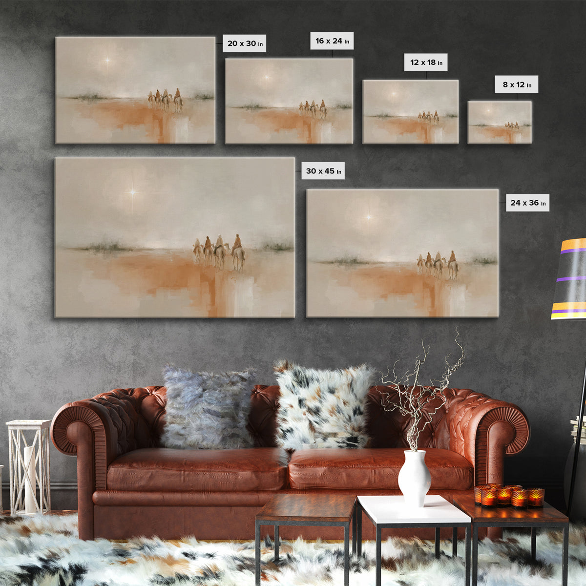 Desert Light – Framed Canvas Print – Christian Art – Christian Art Canvas – Christmas Art – Jesus Painting – Christian Christmas Art