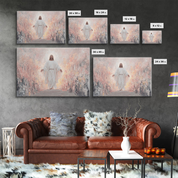 Heaven’s Welcome, Framed Canvas Print, Christian Wall Art, Jesus Painting, Christian Art Canvas, Christian Art Prints, Christian Art Work