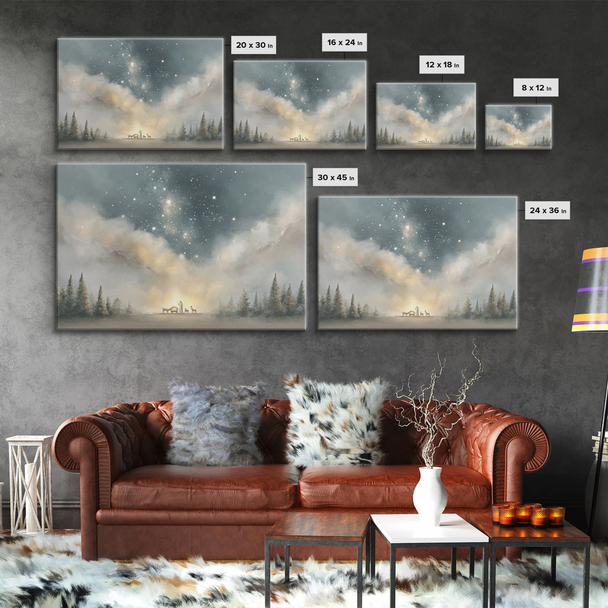 Starry Night Miracle, Framed Canvas Print, Christian Wall Art, Christmas Art, Christian Art Canvas, Christian Christmas Art, Christian Gift