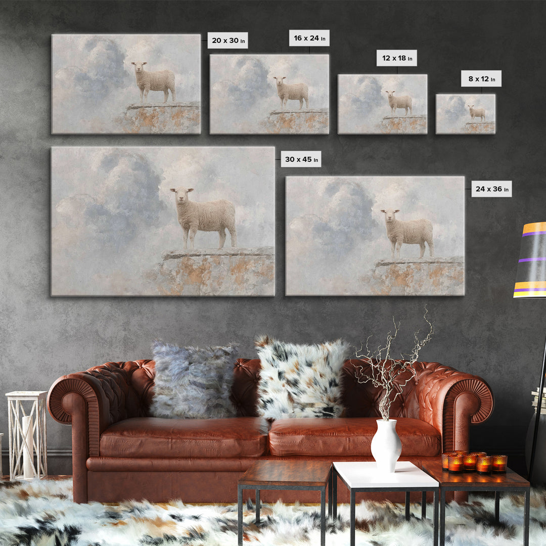 Heavenly Lamb Rise – Framed Canvas Print – Christian Wall Art – Christian Art Canvas – Unique Christian Art – Subtle Christian Art – Christ