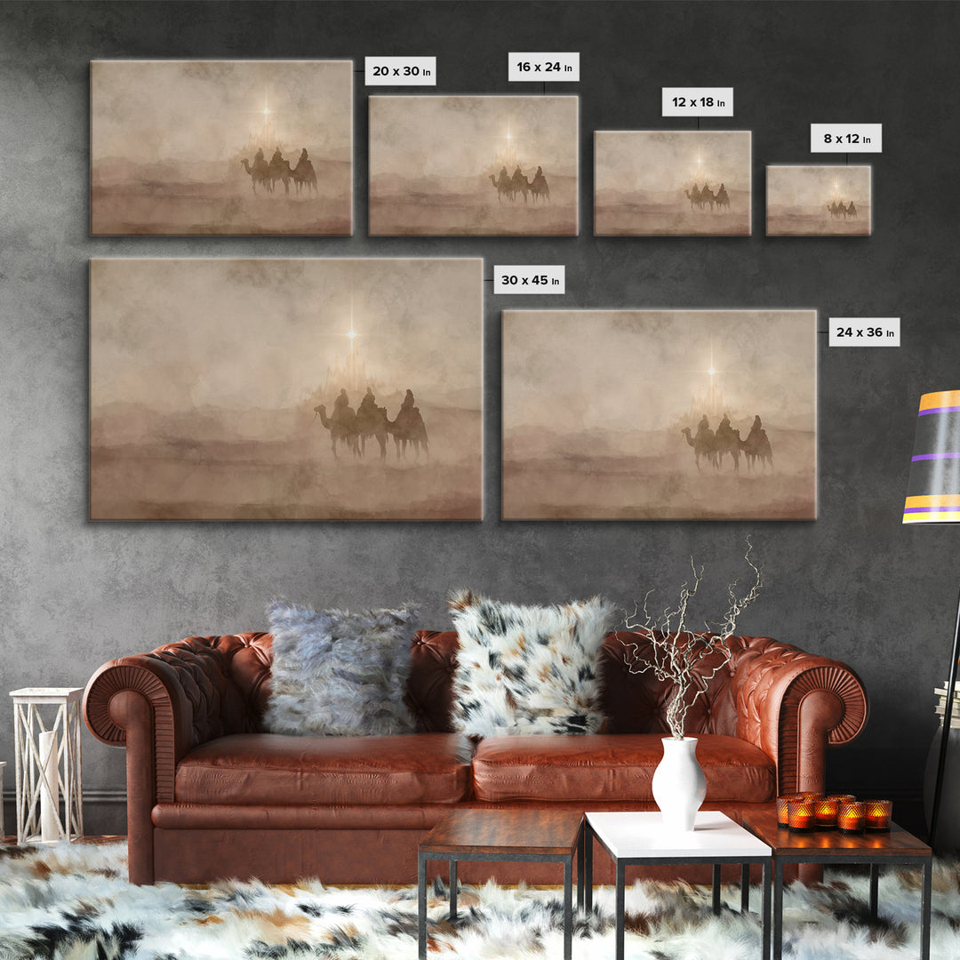 Starbound Journey, Framed Canvas Print, Christian Art Prints, Christian Wall Art, Christmas Canvas Wall Art, Christian Decorations, Moody C