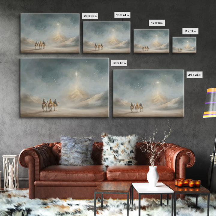 Mystic Star Road | Framed Canvas Print | Christmas Art Framed | Christian Wall Art | Christian Christmas Art | Jesus Painting | Christian A