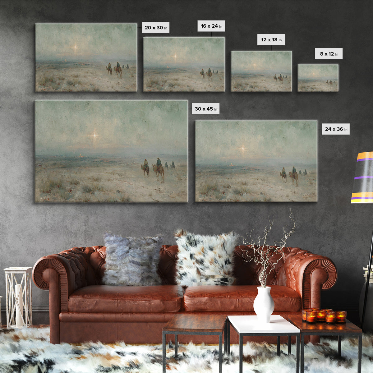Guiding Star Journey – Framed Canvas Print – Christian Wall Art – Christian Art Canvas – Christmas Art – Jesus Painting – Christian Christm