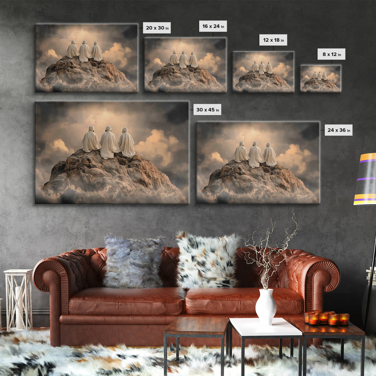 Sacred Summit Calm | Framed Canvas Print | Christian Wall Art | Christian Art Canvas | Jesus Painting | Moody Christian Art | Christian Gif