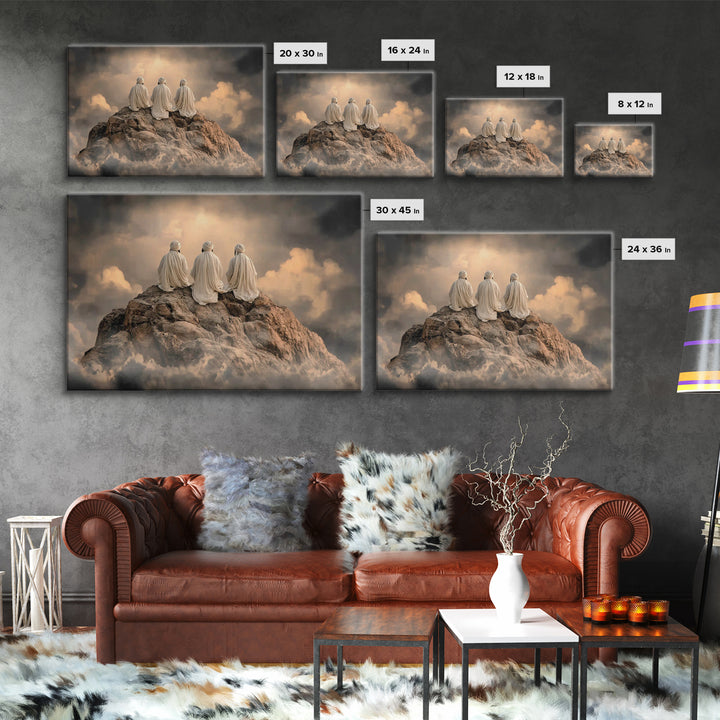 Sacred Summit Calm | Framed Canvas Print | Christian Wall Art | Christian Art Canvas | Jesus Painting | Moody Christian Art | Christian Gif