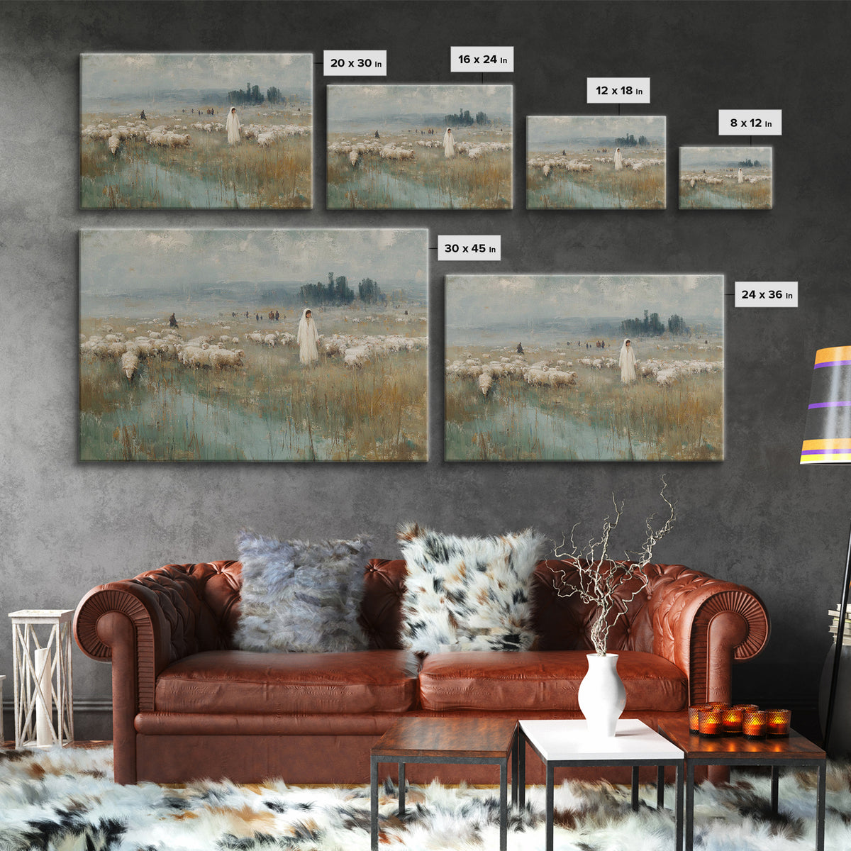 Pasture Of Peace – Framed Canvas Print – Christian Art Canvas – Christian Wall Art – Christian Art Painting – Christian Art