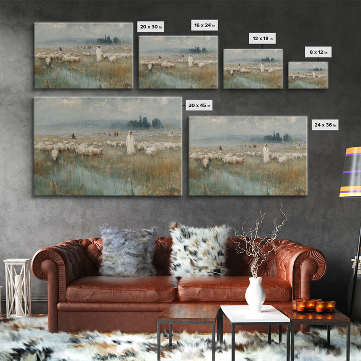 Pasture Of Peace – Framed Canvas Print – Christian Art Canvas – Christian Wall Art – Christian Art Painting – Christian Art