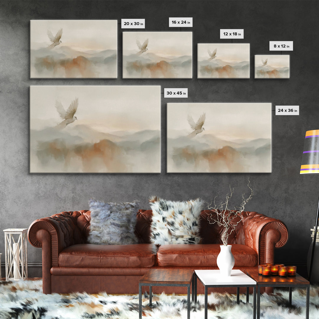 Peaceful Dove Rise – Framed Canvas Print – Christian Wall Art – Christian Art Canvas – Christian Art – Christmas Art – Christian Gift Ideas