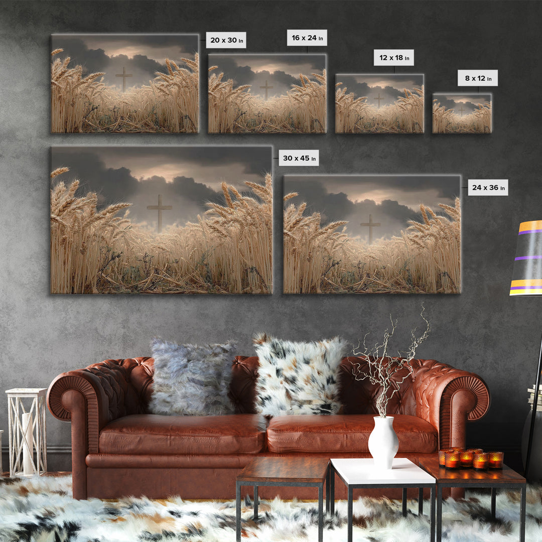 Wheatland Cross - Framed Canvas Print - Christian Wall Art - Christian Art Print - Jesus Painting - Christian Decor - Christian Gift Ideas