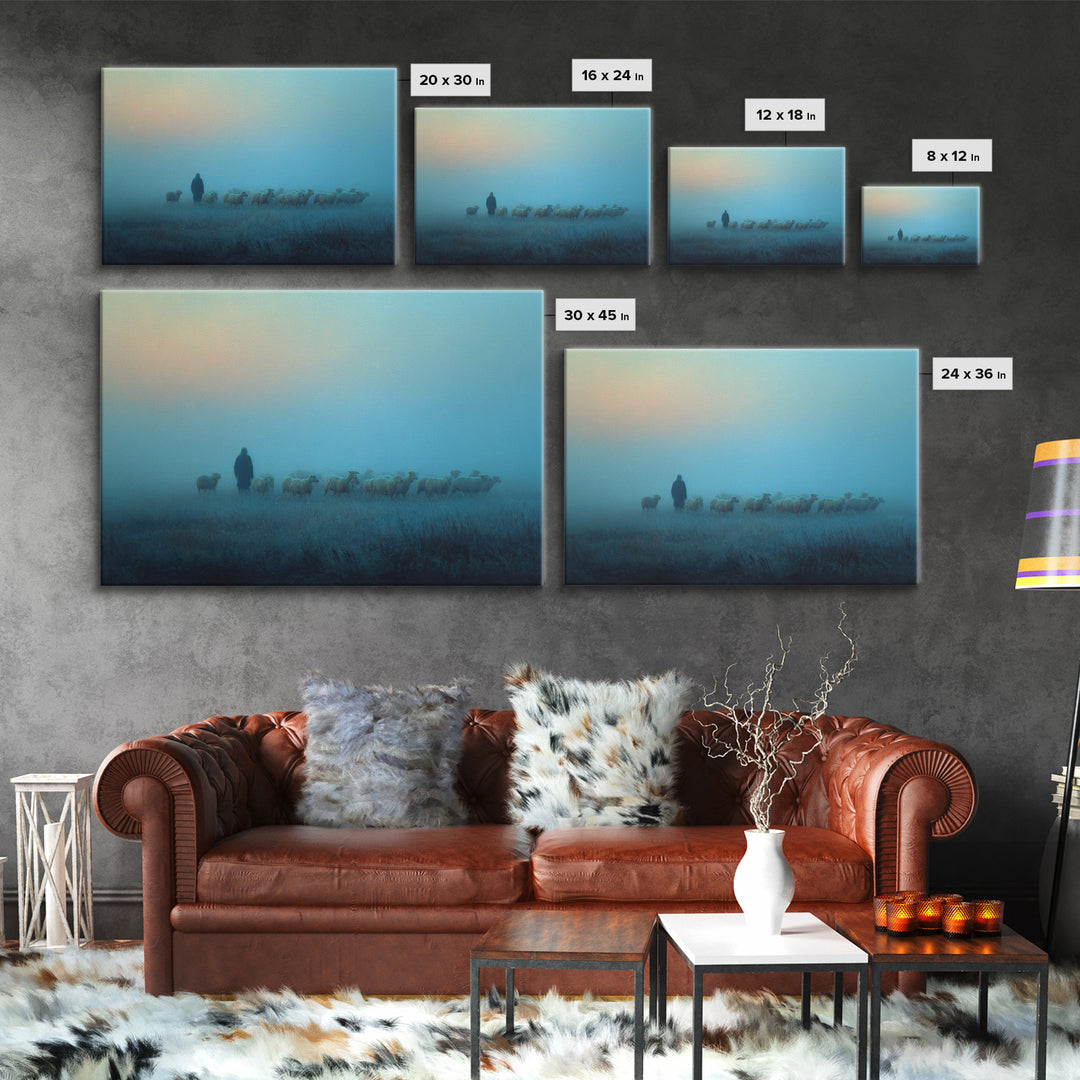 Lighted Journey – Framed Canvas Print – Jesus Wall Art – Christian Art Canvas – Moody Christian Art – Framed Christmas Art