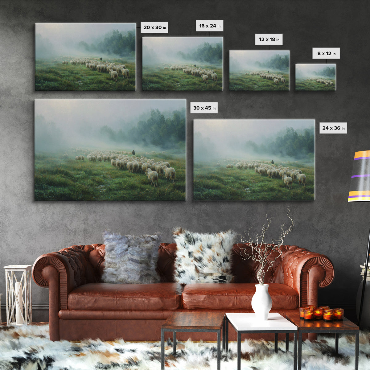 Gentle Pasture Light – Framed Canvas Print – Christian Art Canvas – Christian Decor – Jesus Painting – Christmas Wall Art – Modern Christia