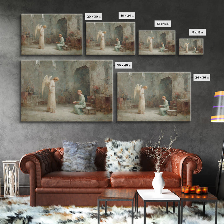 Holy Annunciation – Framed Canvas Print – Christian Christmas Art – Christian Art Canvas – Christian Wall Art – Moody Christian Art – Chris