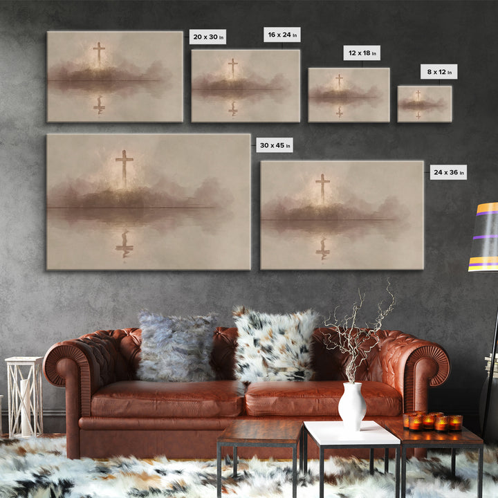 Starborne Cross – Framed Canvas Print – Christian Art – Christian Art Canvas – Moody Christian Art – Christian Art Painting – Christian Wal