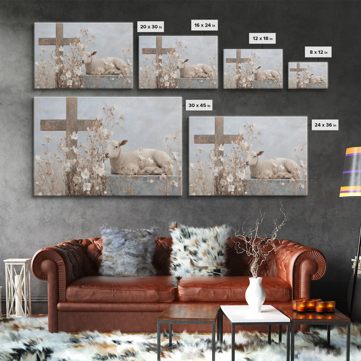 Graceful Blooming Lamb | Framed Canvas Print | Christian Art Canvas | Christian Wall Art | Christian Painting | Subtle Christian Art | Chri