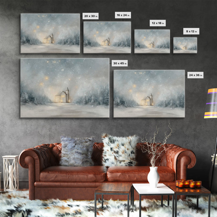 Starry Night Sanctuary, Framed Canvas Print, Christian Wall Art, Christmas Canvas Wall Art, Moody Christmas Art, Christian Christmas Decora