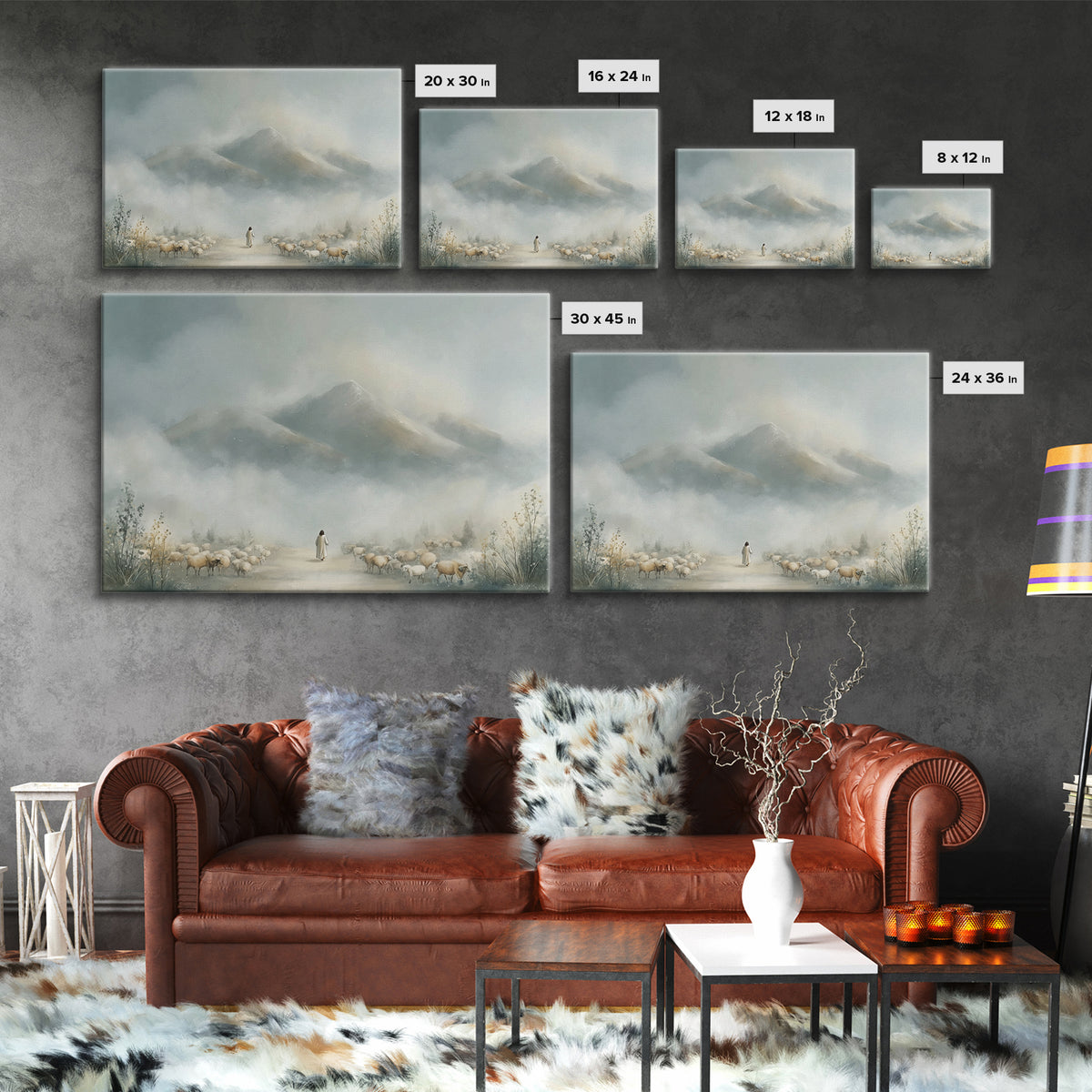 Mountains Of Promise – Framed Canvas Print – Christian Christmas Art – Christian Art Canvas – Minimalist Christian Art – Christian Wall Art
