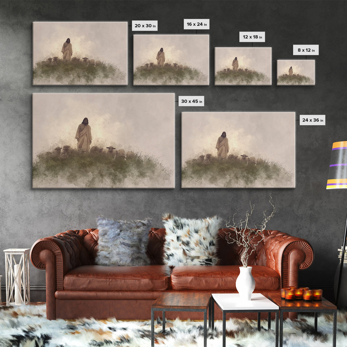 Watchful Shepherd Calm – Framed Canvas Print – Christian Wall Art – Jesus Painting – Christian Art Canvas – Subtle Christian Art – Christia