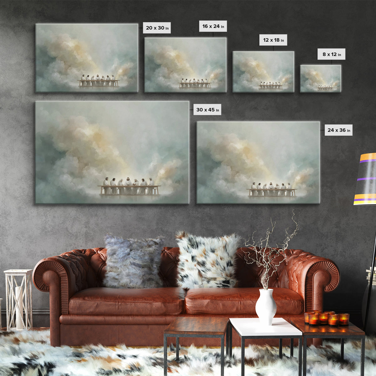 Clouds Of Communion, Framed Canvas Print, Christian Art Work, Jesus Painting, Large Christian Painting, Christian Christmas Decor, Christia