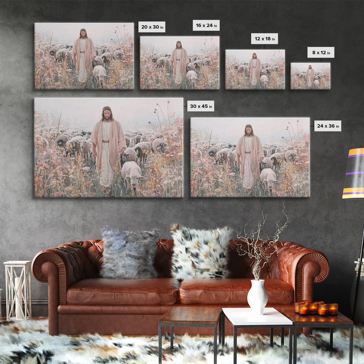 Blossoms Of The Shepherd | Framed Canvas Print | Christian Art Canvas | Jesus Painting | Christian Wall Art | Unique Christian Art | Christ