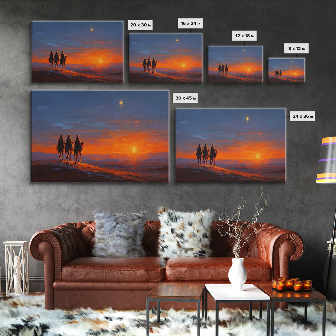 Bethlehem Journey – Framed Canvas Print – Christian Art Canvas – Christian Art – Christian Christmas Art – Christmas Wall Art – Subtle Chri