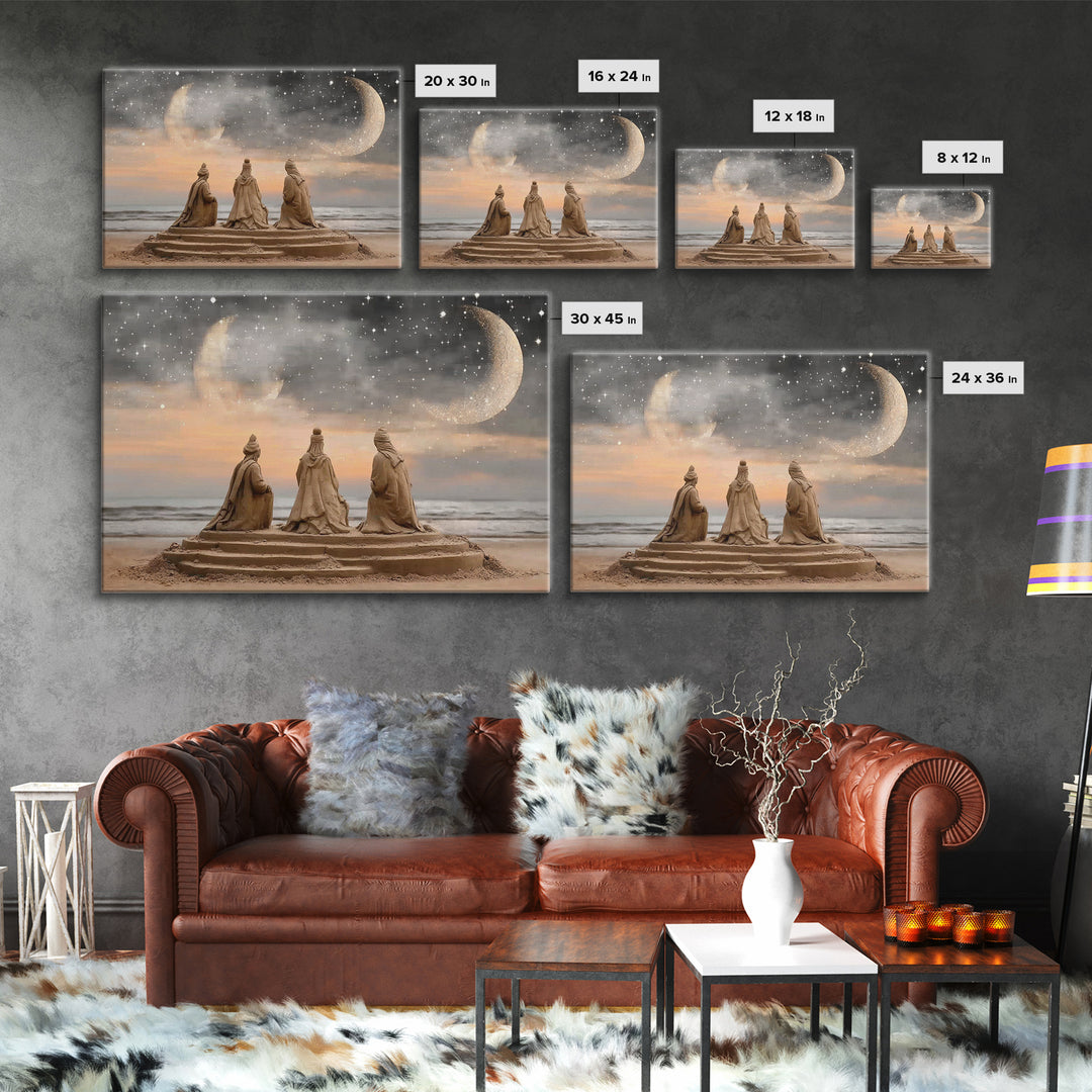 Moonlit Journey | Framed Canvas Print | Christian Wall Art | Jesus Christmas Art | Christian Art Canvas | Christmas Art | Christian Gift Id