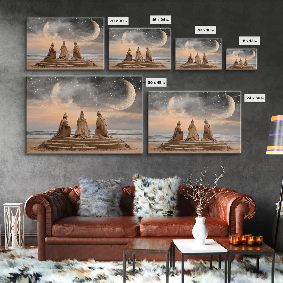 Moonlit Journey | Framed Canvas Print | Christian Wall Art | Jesus Christmas Art | Christian Art Canvas | Christmas Art | Christian Gift Id