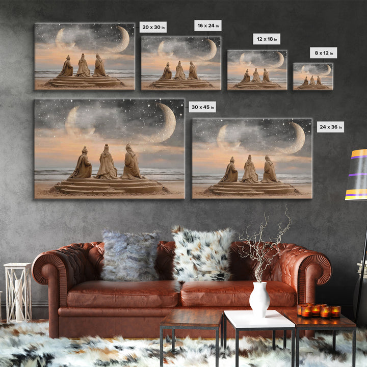 Moonlit Journey | Framed Canvas Print | Christian Wall Art | Jesus Christmas Art | Christian Art Canvas | Christmas Art | Christian Gift Id